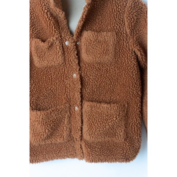 JCrew Crewcuts Girl's Size M 8-9 Shaggy Fleece Jacket Full Zip Brown - Picture 4 of 10